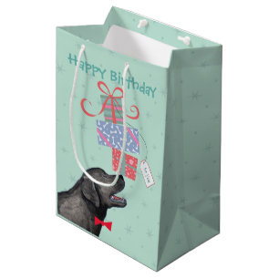 Sac Cadeau Moyen Birthday présente Black Lab