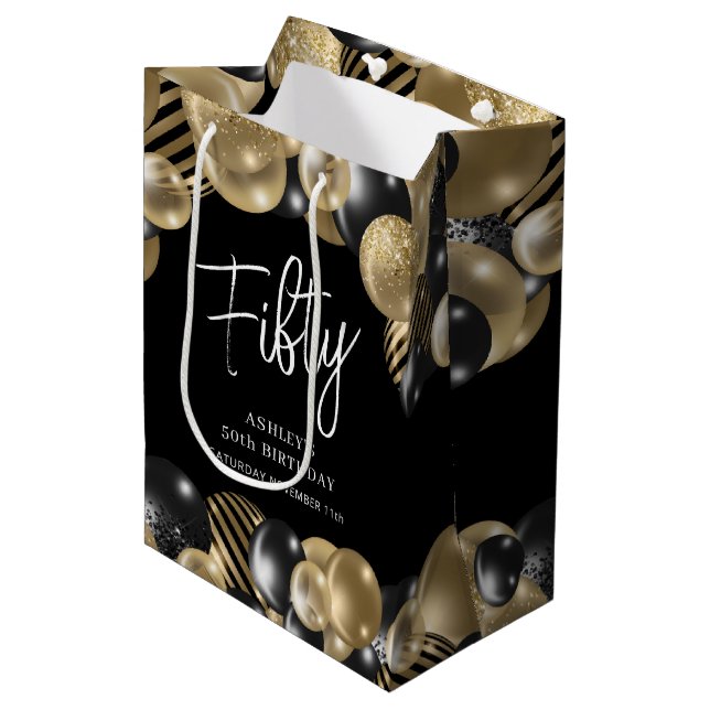 Sac Cadeau Moyen Black Gold Invest Parting (Devant Angle)