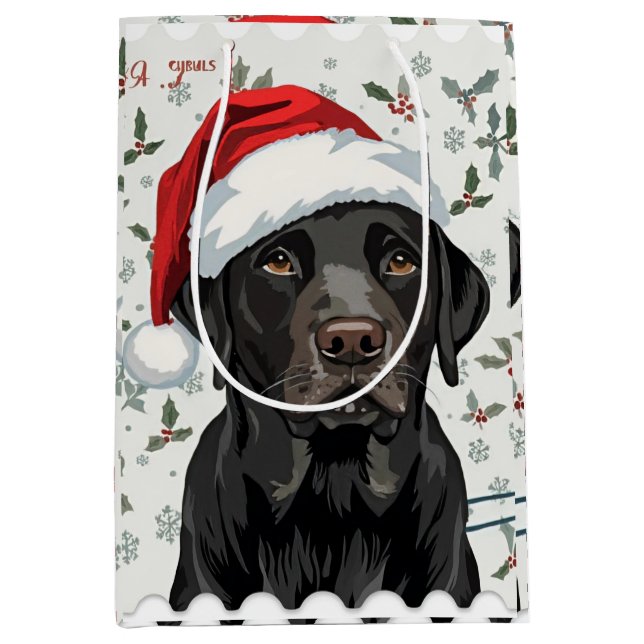 Sac Cadeau Moyen Black lab christmas (Devant)