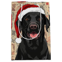 Sac Cadeau Moyen Black lab christmas
