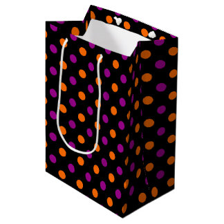 Sac Cadeau Moyen Black Purple Orange Polka Dot Pattern