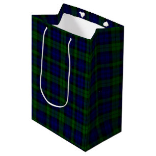 Sac Cadeau Moyen Black Watch Tartan bleu vert Plaid