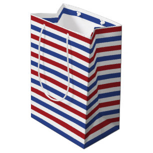 Sac Cadeau Moyen Blancs rouges et bleus