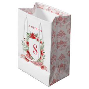 Sac Cadeau Moyen Blason de vacances Grandmillennial Monogramme de