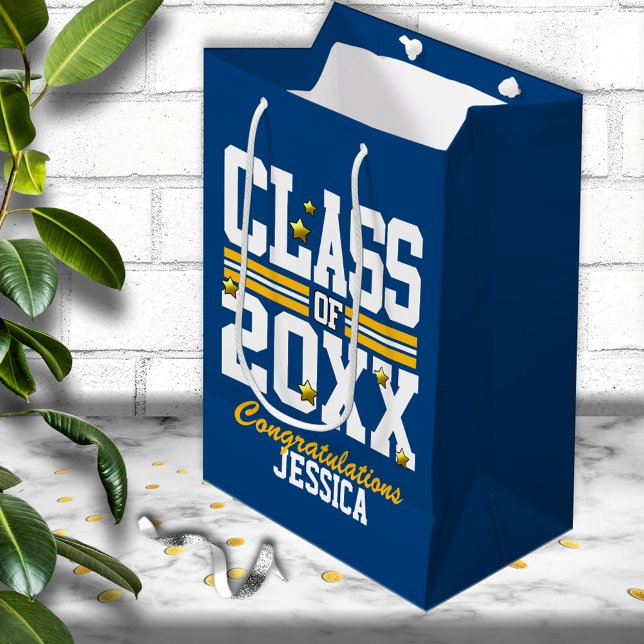 Sac Cadeau Moyen Bleu|Année de la classe d'études supérieures jaune (Créateur téléchargé)