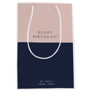 Sac Cadeau Moyen Bleu de la marine Blue moderne Anniversaire