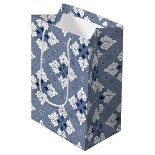Sac Cadeau Moyen Bleu ethnique damassé batik sans couture motif