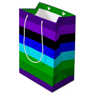 Sac Cadeau Moyen Bleu, Noir, Bleu et Vert
