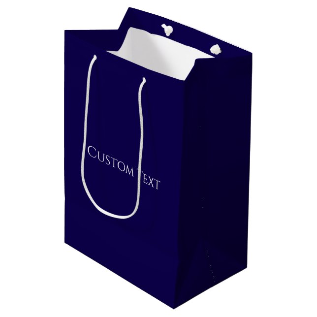 Sac Cadeau Moyen Bleu Nuit Uni Élégant  (Devant Angle)