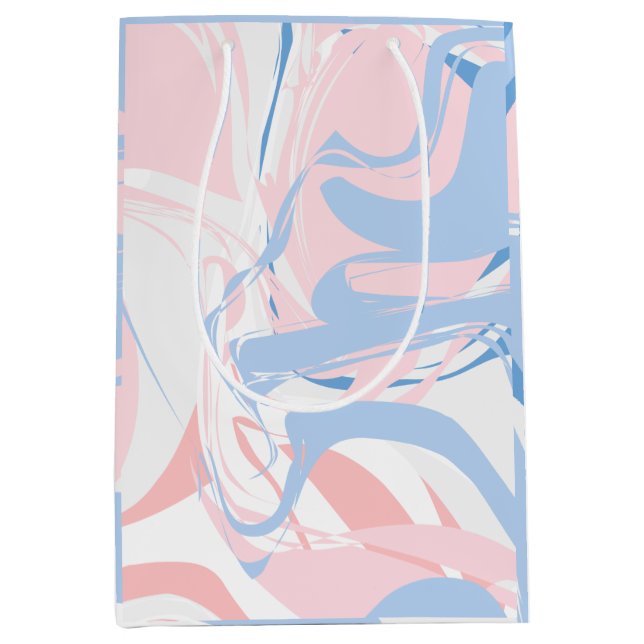 Sac Cadeau Moyen Bleu rose Bleu Marbre Swirl Abstrait bébé (Devant)