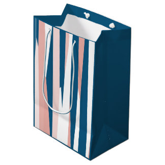Sac Cadeau Moyen Bleu rose et blanc Abstrait