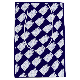 Sac Cadeau Moyen Bleu Snowflake Basket Jersey