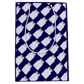 Sac Cadeau Moyen Bleu Snowflake Basket Jersey