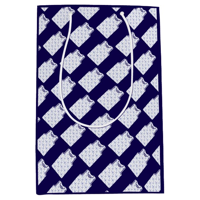 Sac Cadeau Moyen Bleu Snowflake Basket Jersey (Devant)