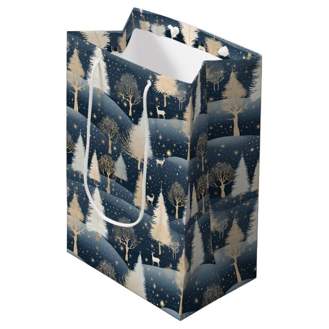Sac Cadeau Moyen Blue and Cream Snowy Fields  (Devant Angle)