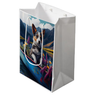 Sac Cadeau Moyen Blue Heeler sur une pagaie : une aventure Pittores