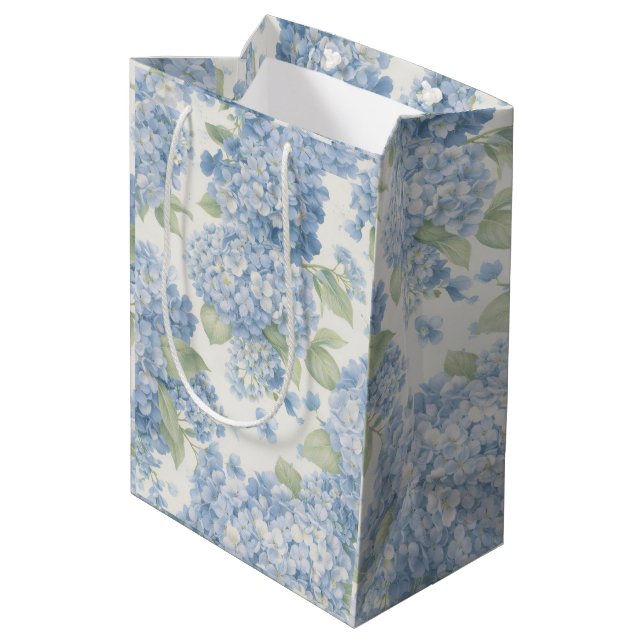 Sac Cadeau Moyen Blue Hydrangea Floral Gift Bag (Dos Angle)