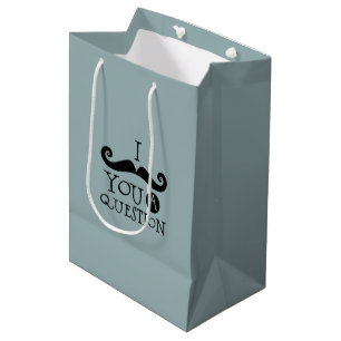 Sac Cadeau Moyen Blue Mustache You A Question Humour Fête des pères