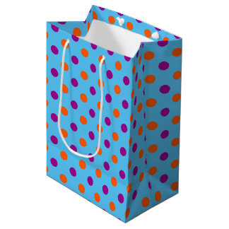 Sac Cadeau Moyen Blue Purple Orange Polka Dot Pattern