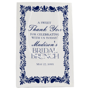 Sac Cadeau Moyen Blue Talavera Carrelage Fiesta Bridal Brunch Faveu
