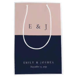Sac Cadeau Moyen Blush Navy Mariage moderne