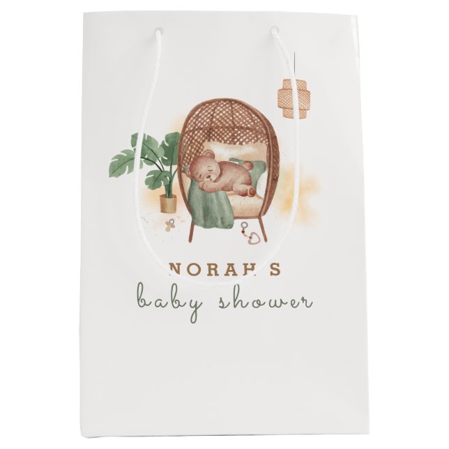 Sac Cadeau Moyen Boho Cosy Teddy Bear Sleep Baby shower (Devant)
