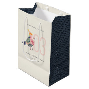 Sac Cadeau Moyen Boho rose mou Birdie N'importe quel âge Anniversai