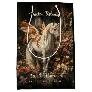 Sac Cadeau Moyen Bois Floral Enchantée Imaginaire Cheval Fairy