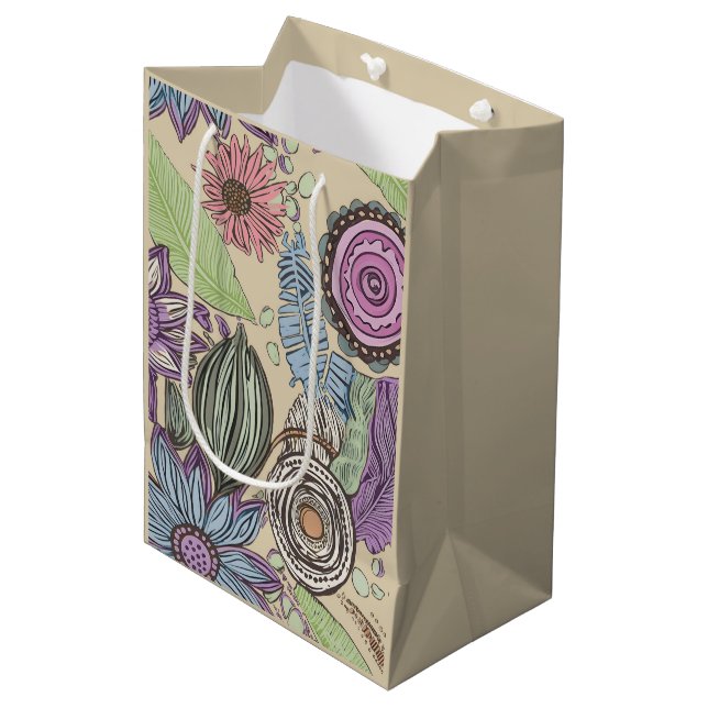 Sac Cadeau Moyen Bonheur Botanique (Devant Angle)