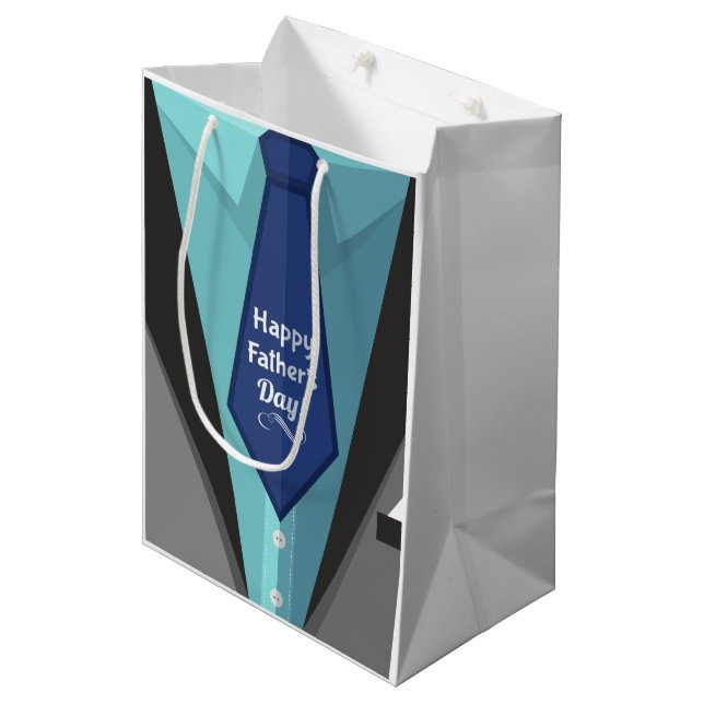 Sac Cadeau Moyen Bonne Fête des pères (Devant Angle)