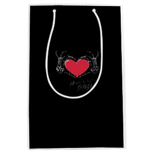 Sac Cadeau Moyen Bonne Journée ! Squelette Mains Avec Coeur Classiq
