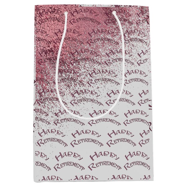 Sac Cadeau Moyen Bonne retraite Parties scintillant rose or (Devant)