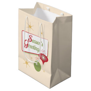 Sac Cadeau Moyen Bonnes Fêtes style rétro Noël