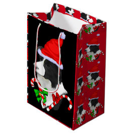 Sac Cadeau Moyen Bordure Collie Noël
