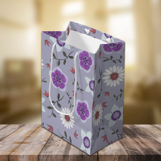 Sac Cadeau Moyen Botanique violet Fleur sauvage moderne