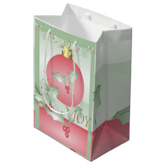 Sac Cadeau Moyen Bouges de rose verte Holly