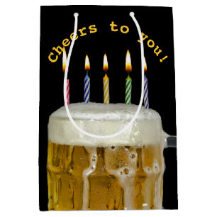 Sac Cadeau Moyen Bougies D'Anniversaire En Bière