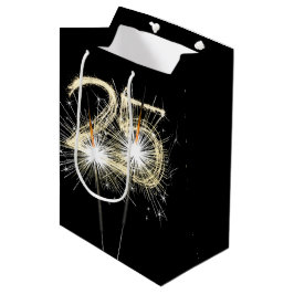 Sac Cadeau Moyen Bougies étincelantes pour 25e anniversaire sur fon
