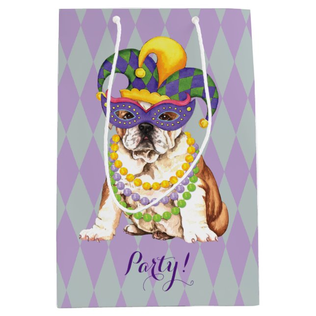 Sac Cadeau Moyen Bouledogue de mardi gras (Devant)