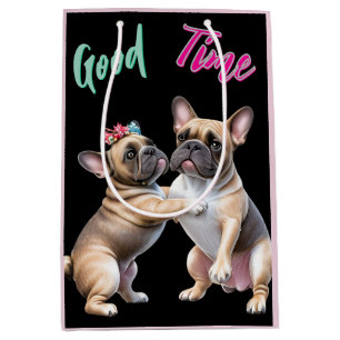 Sac Cadeau Moyen Bouledogue français amoureux Saint-Valentin