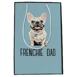 Sac Cadeau Moyen Bouledogue Français Blanc, Papa Frenchie