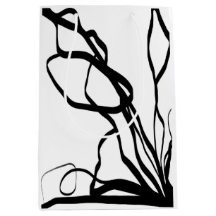 Sac Cadeau Moyen Bouquet Blanc : Abstrait blanc & noir
