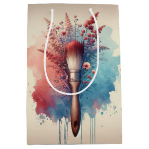 Sac Cadeau Moyen Bouquet De Peinture À Déchets En Aquarelle