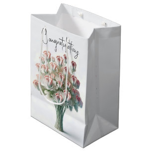Sac Cadeau Moyen Bouquet Fleur Avec Pieds Bébé Rose