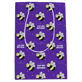 Sac Cadeau Moyen Bourdon Violet Moyen Brillant