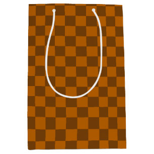 Sac Cadeau Moyen Bouton À damiers Brown