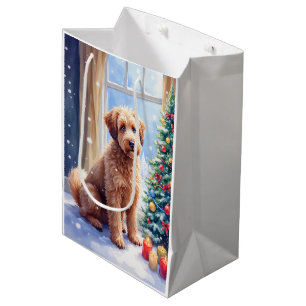 Sac Cadeau Moyen Bouvier des Flandres de Noël Cozy Art