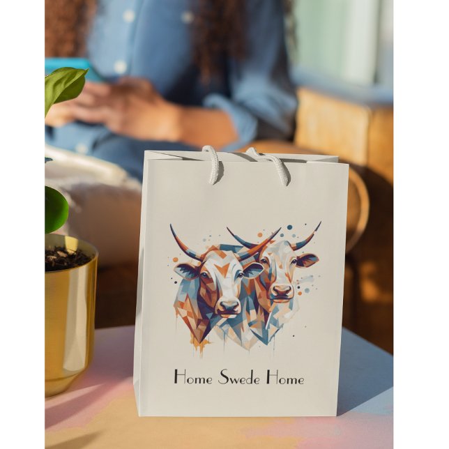 Sac Cadeau Moyen Bovins de ferme Scandi, sur mesure (Créateur téléchargé)