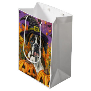 Sac Cadeau Moyen Boxeur fantomatique Sorcière et citrouille d'Hallo