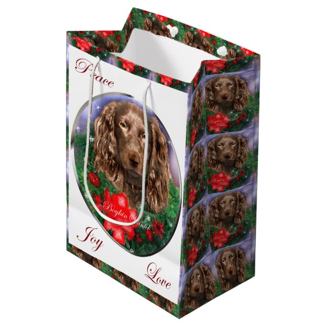 Sac Cadeau Moyen Boykin Spaniel Noël (Devant Angle)